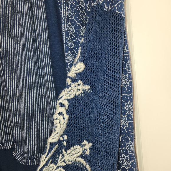 Free People Indigo Dreams Blue/White Tunic Size S Embroidery Patchwork Oversized - Picture 5 of 12